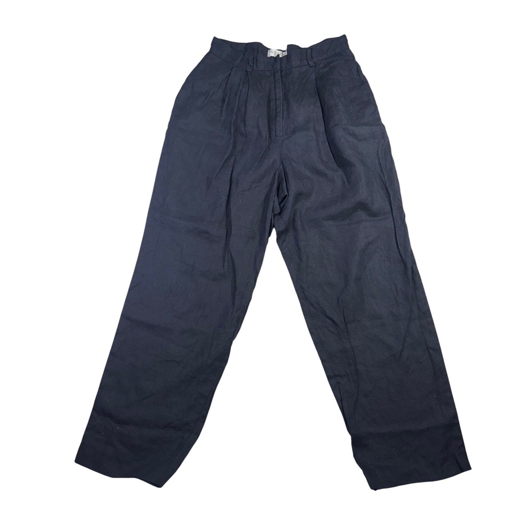 VTG Valerie‎ Stevens Linen Pants Women's Size 14 Pleated High Waist Blue 1990s
